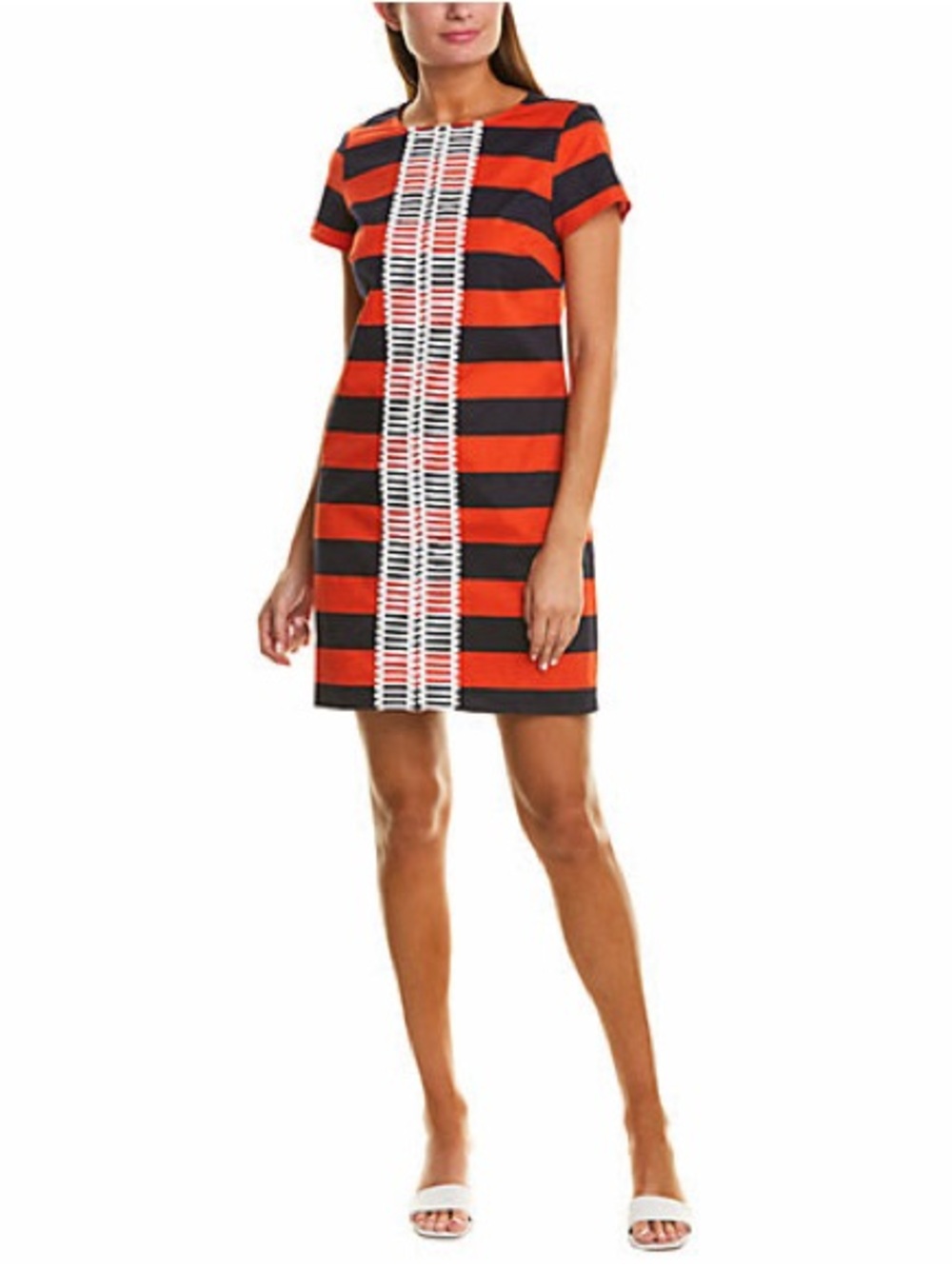 Sail to Sable Striped Sift Dress with White Trim